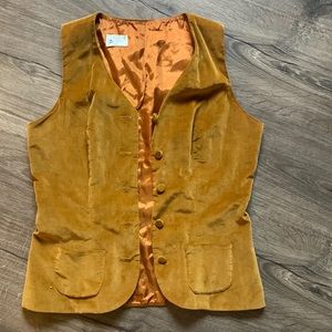 Vintage mustard brown velvet vest - women’s small